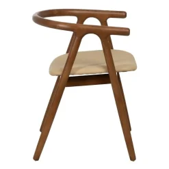 Silla Crema-Marrón con Asiento en Símil Piel y Estructura de Olmo 47 cm 613756