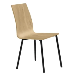 Silla de Cocina con Asiento de Madera y Patas Negras ARGA