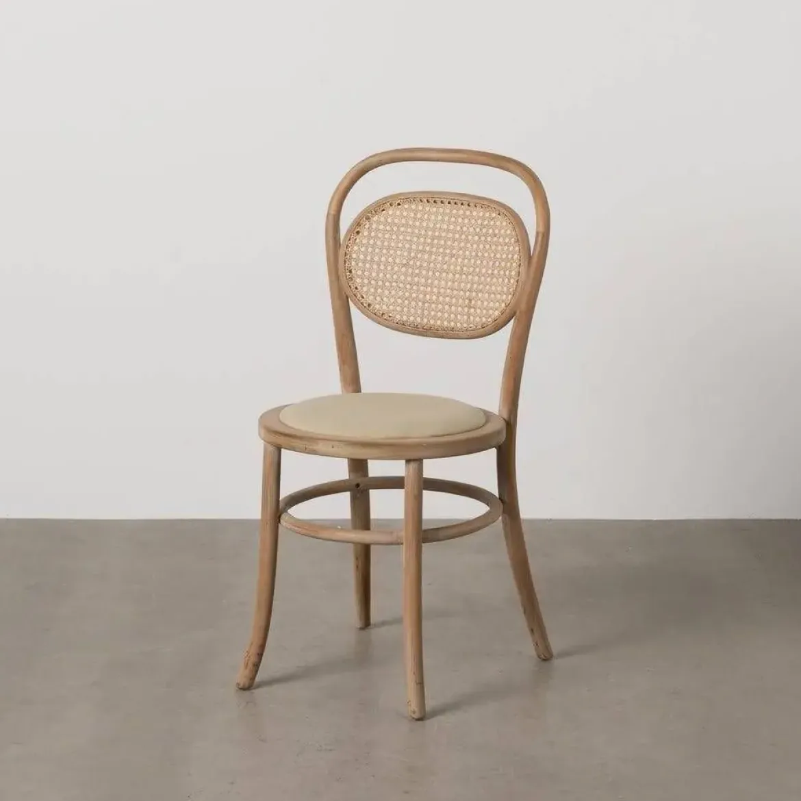 Silla de comedor beige con estructura de madera natural de 41 cm 613832
