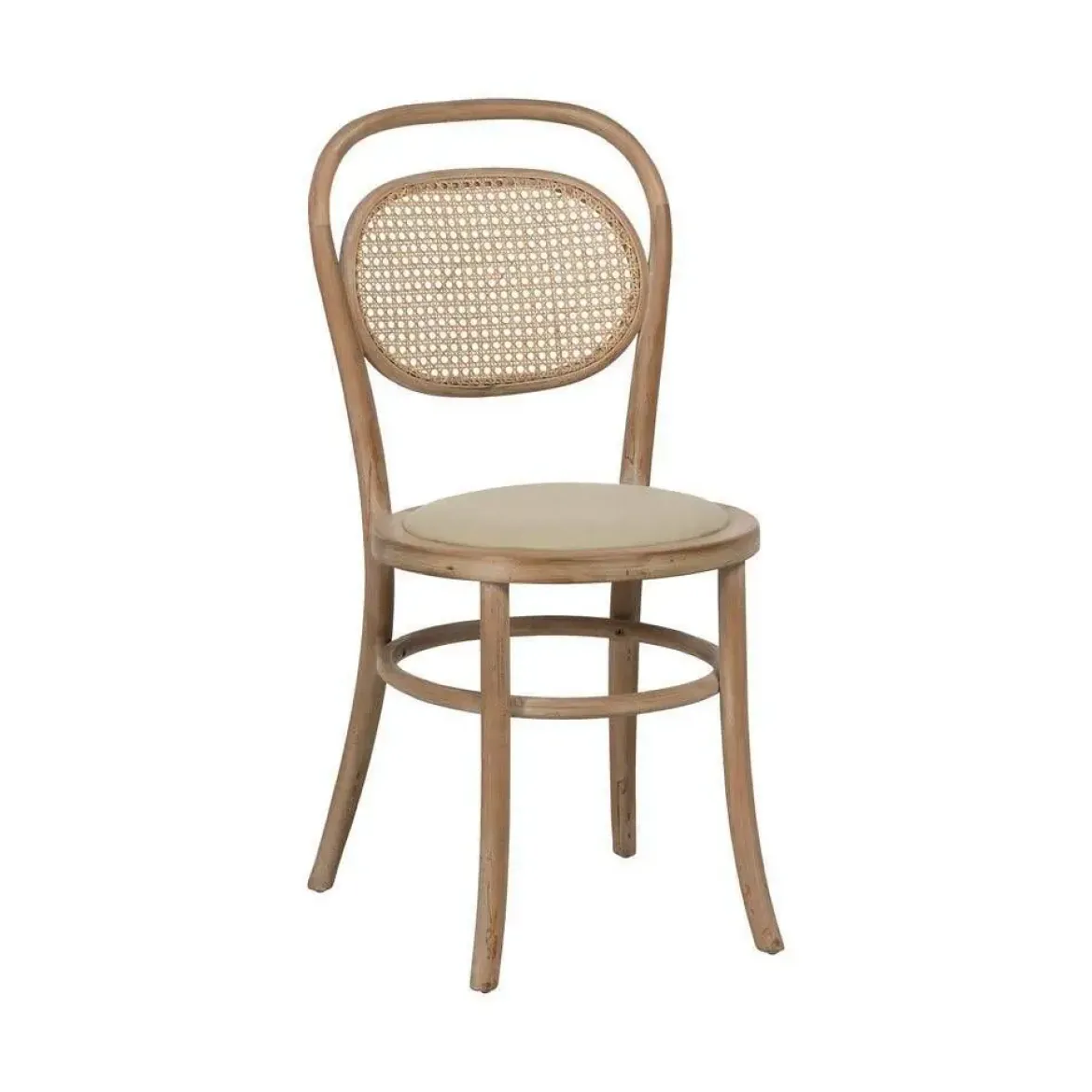 Silla de comedor beige con estructura de madera natural de 41 cm 613832