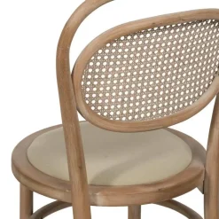 Silla de comedor beige con estructura de madera natural de 41 cm 613832