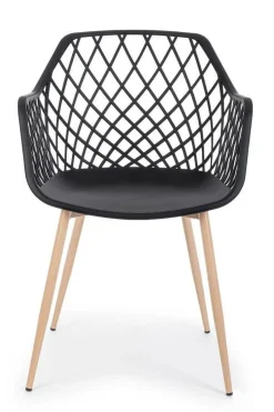 Silla de Comedor con Patas de Acero y Asiento PP OPTIK Negro 0733413
