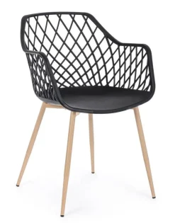 Silla de Comedor con Patas de Acero y Asiento PP OPTIK Negro 0733413