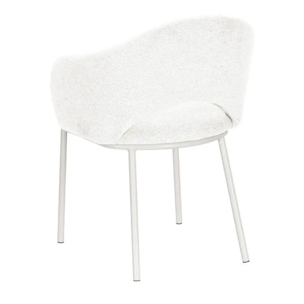 Silla de Comedor con Reposabrazos y Patas de Metal Blanco CAMILA DC-3110