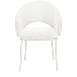 Silla de Comedor con Reposabrazos y Patas de Metal Blanco CAMILA DC-3110