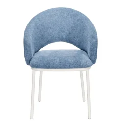 Silla de Comedor con Reposabrazos y Patas de Metal Blanco CAMILA DC-3110