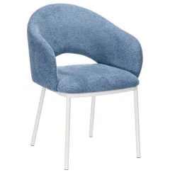 Silla de Comedor con Reposabrazos y Patas de Metal Blanco CAMILA DC-3110