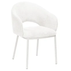 Silla de Comedor con Reposabrazos y Patas de Metal Blanco CAMILA DC-3110