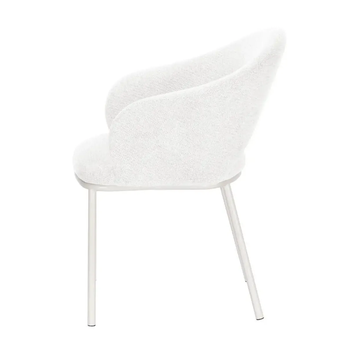 Silla de Comedor con Reposabrazos y Patas de Metal Blanco CAMILA DC-3110