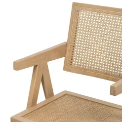 Silla de Comedor de Madera con Reposabrazos y Asiento Trenzado 611237