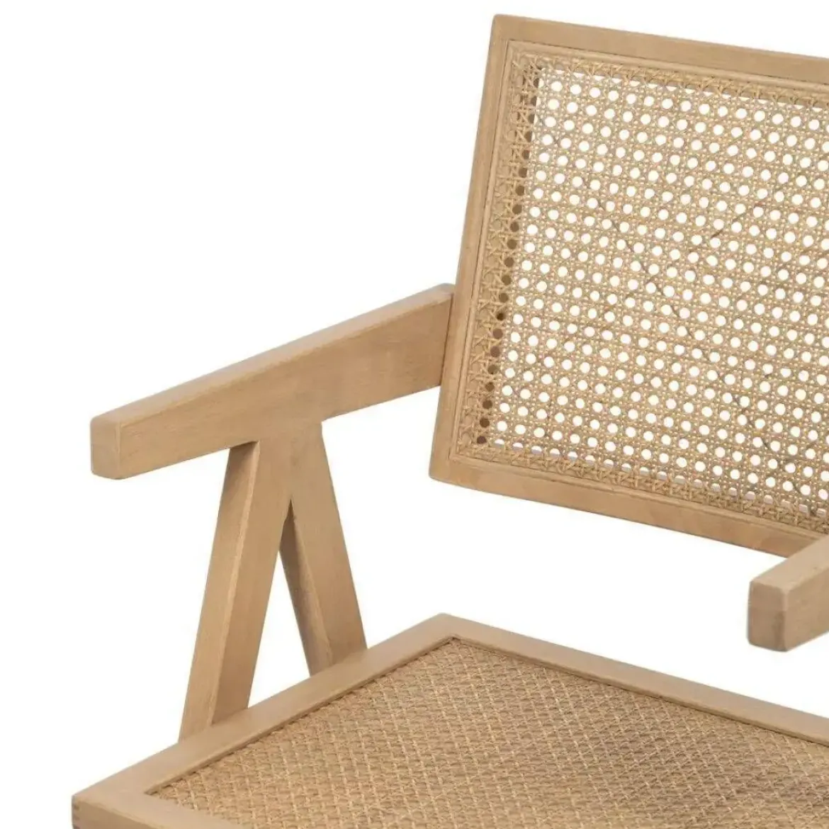Silla de Comedor de Madera con Reposabrazos y Asiento Trenzado 611237