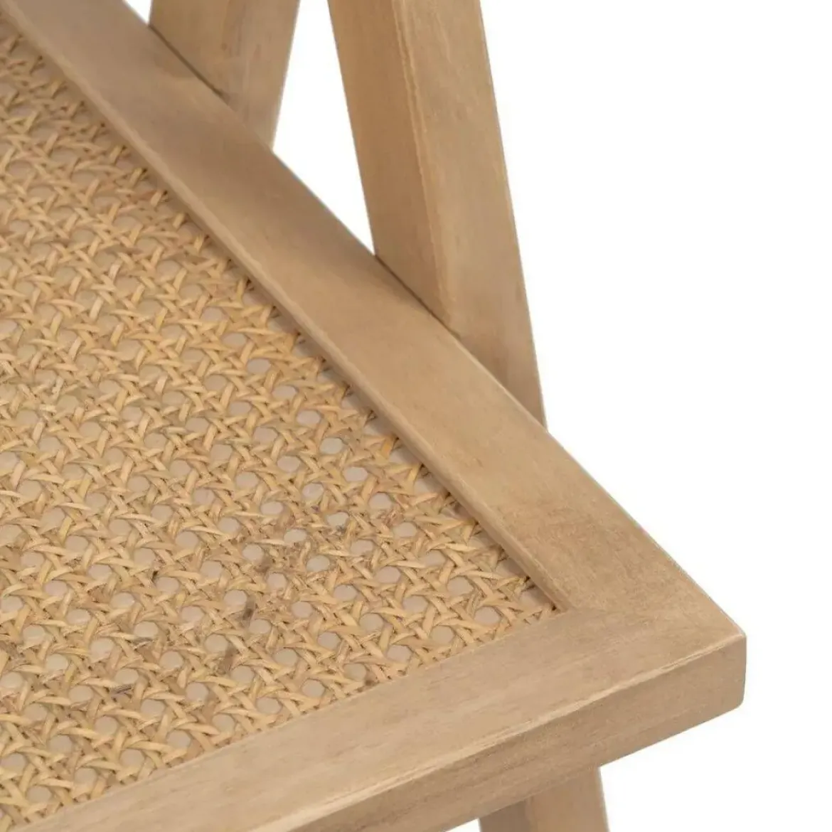 Silla de Comedor de Madera con Reposabrazos y Asiento Trenzado 611237