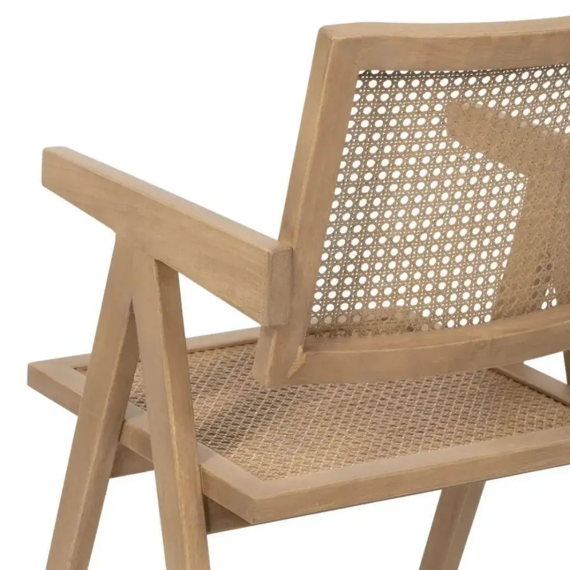 Silla de Comedor de Madera con Reposabrazos y Asiento Trenzado 611237