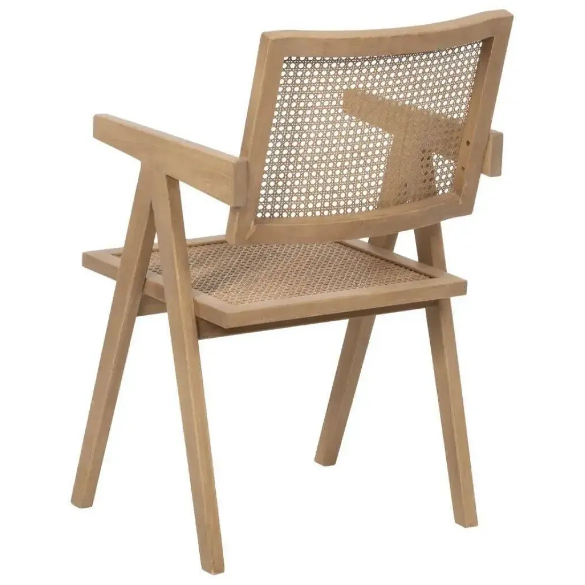 Silla de Comedor de Madera con Reposabrazos y Asiento Trenzado 611237