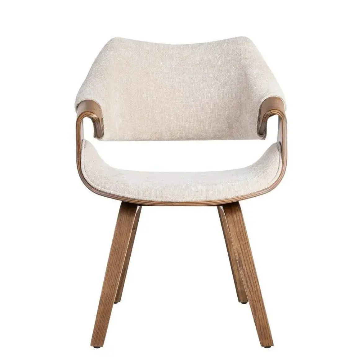 Silla de Comedor de Madera Curvada Tapizada color Crema 615339