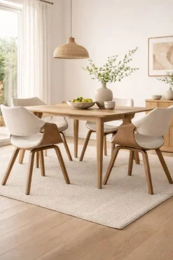 Silla de Comedor de Madera Curvada Tapizada color Crema 615339