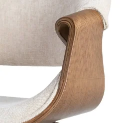 Silla de Comedor de Madera Curvada Tapizada color Crema 615339