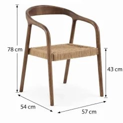 Silla de Comedor de Madera de Fresno con Asiento Trenzado GABAR 11587/1