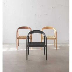 Silla de Comedor de Madera de Fresno con Asiento Trenzado GABAR 11587/1