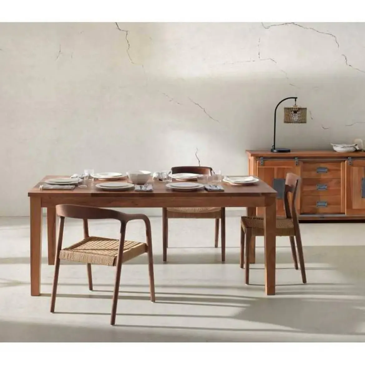 Silla de Comedor de Madera de Fresno con Asiento Trenzado GABAR 11587/1