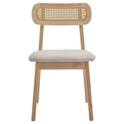 Silla de Comedor de Madera Maciza y Tela MACA