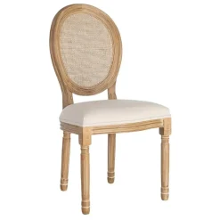 Silla de Comedor en Madera y Ratán Natural y Blanco 611288