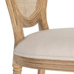 Silla de Comedor en Madera y Ratán Natural y Blanco 611288
