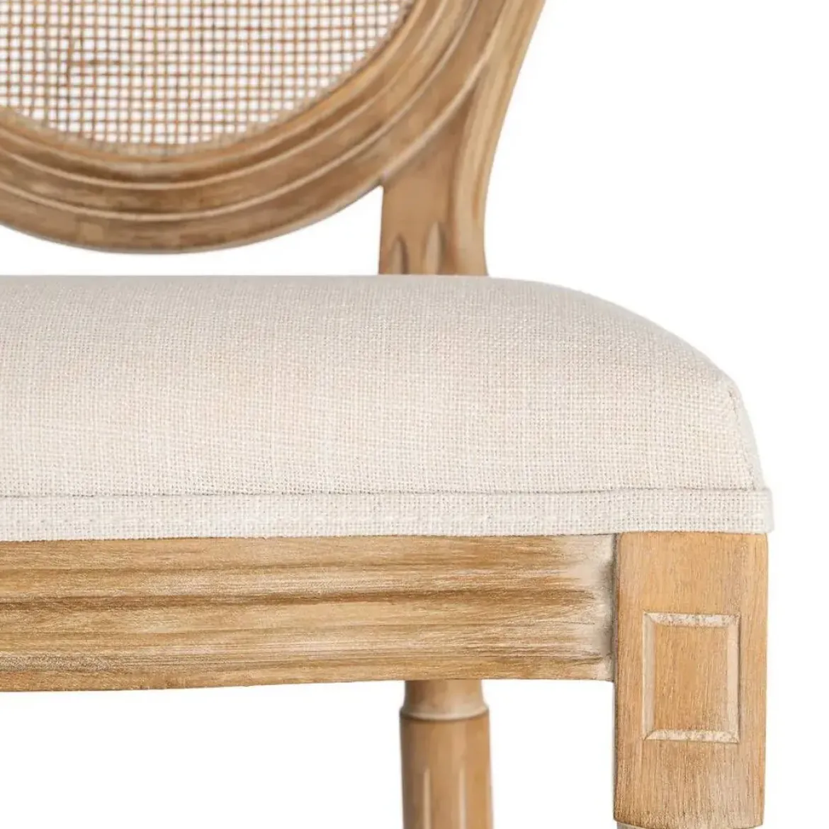 Silla de Comedor en Madera y Ratán Natural y Blanco 611288