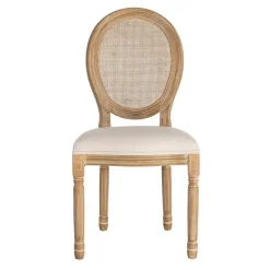 Silla de Comedor en Madera y Ratán Natural y Blanco 611288