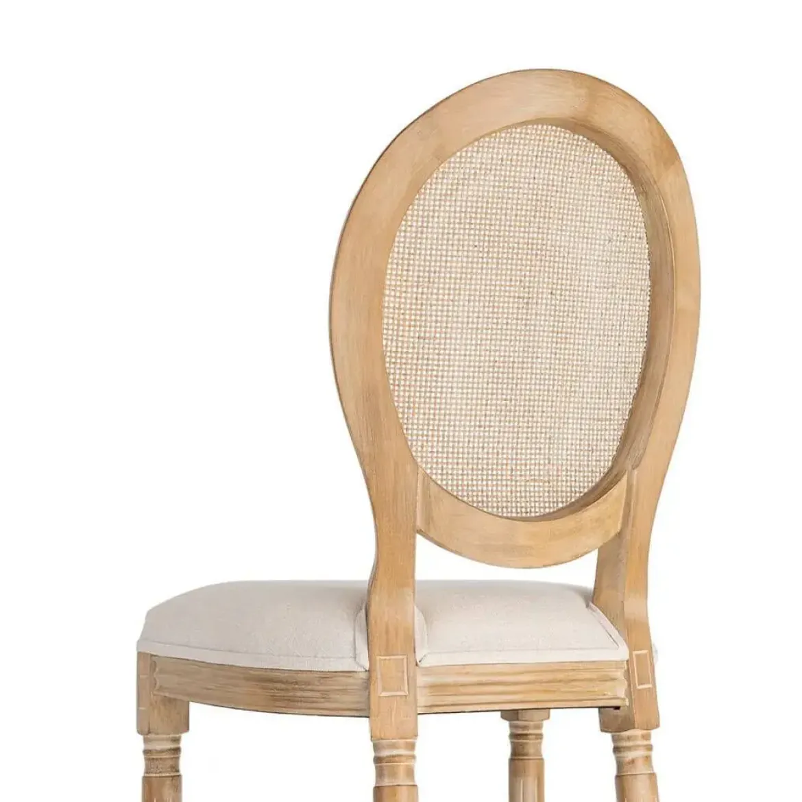 Silla de Comedor en Madera y Ratán Natural y Blanco 611288