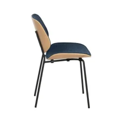 Silla de Comedor Tapizada de Color Azul Marino 609458