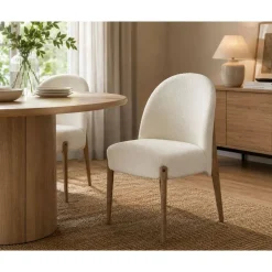 Silla de Comedor Tapizada en Poliéster y Patas de Madera de Fresno MB-221648