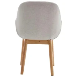 Silla de Comedor Tapizada en Tela Blanca con Reposabrazos MILCA