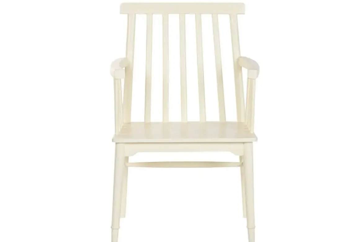 Silla de Madera con Reposabrazos Color Crema MB-223567