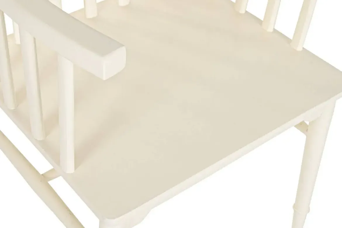 Silla de Madera con Reposabrazos Color Crema MB-223567