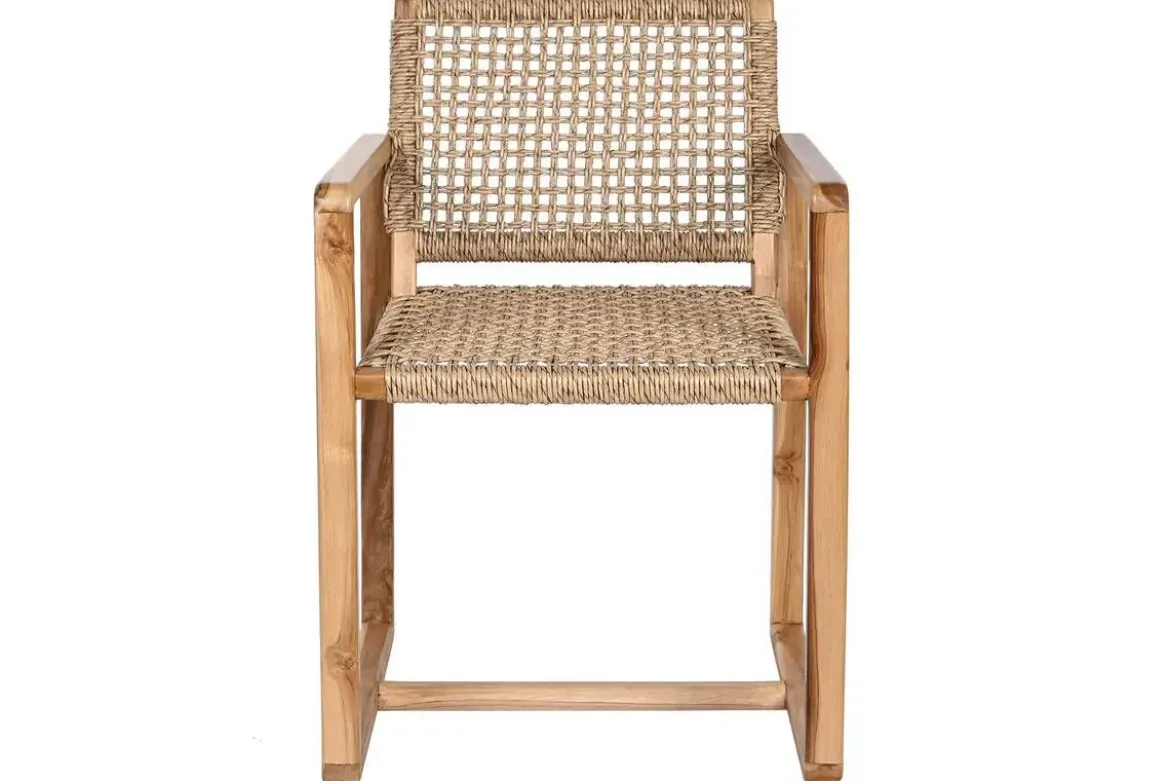 Silla de Madera Teca-Ratan 54x83 cm Natural MB-208002