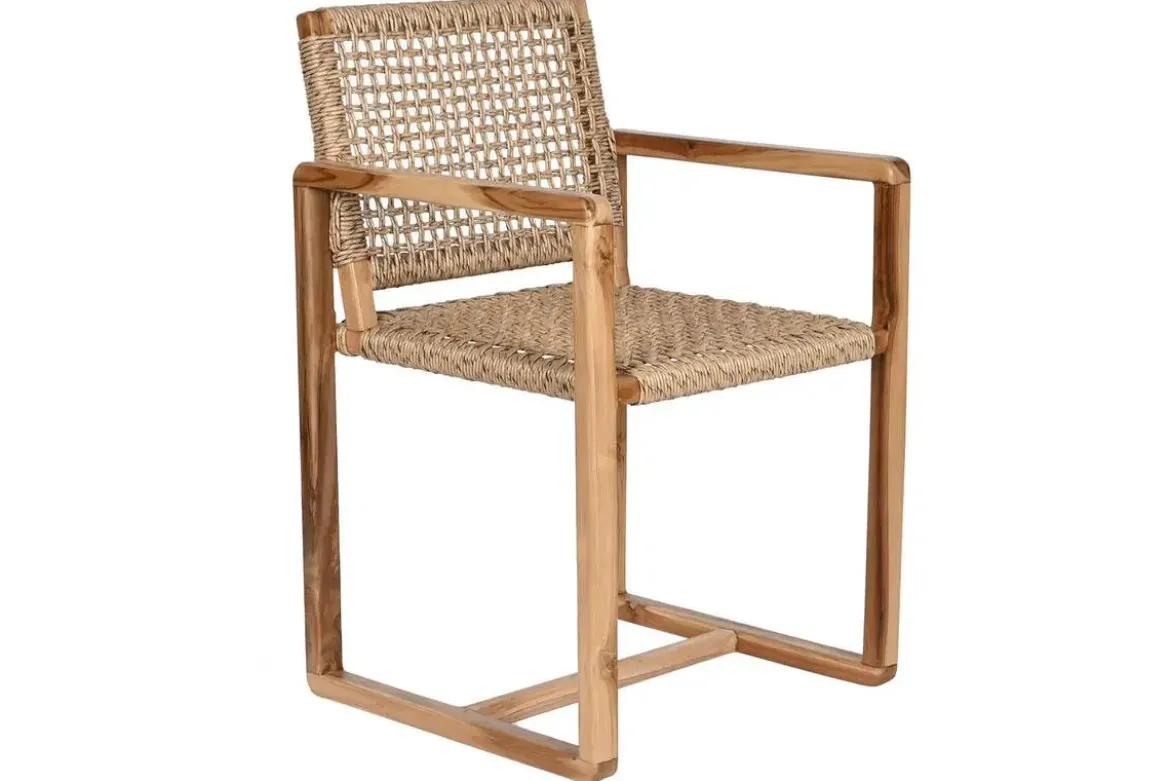 Silla de Madera Teca-Ratan 54x83 cm Natural MB-208002