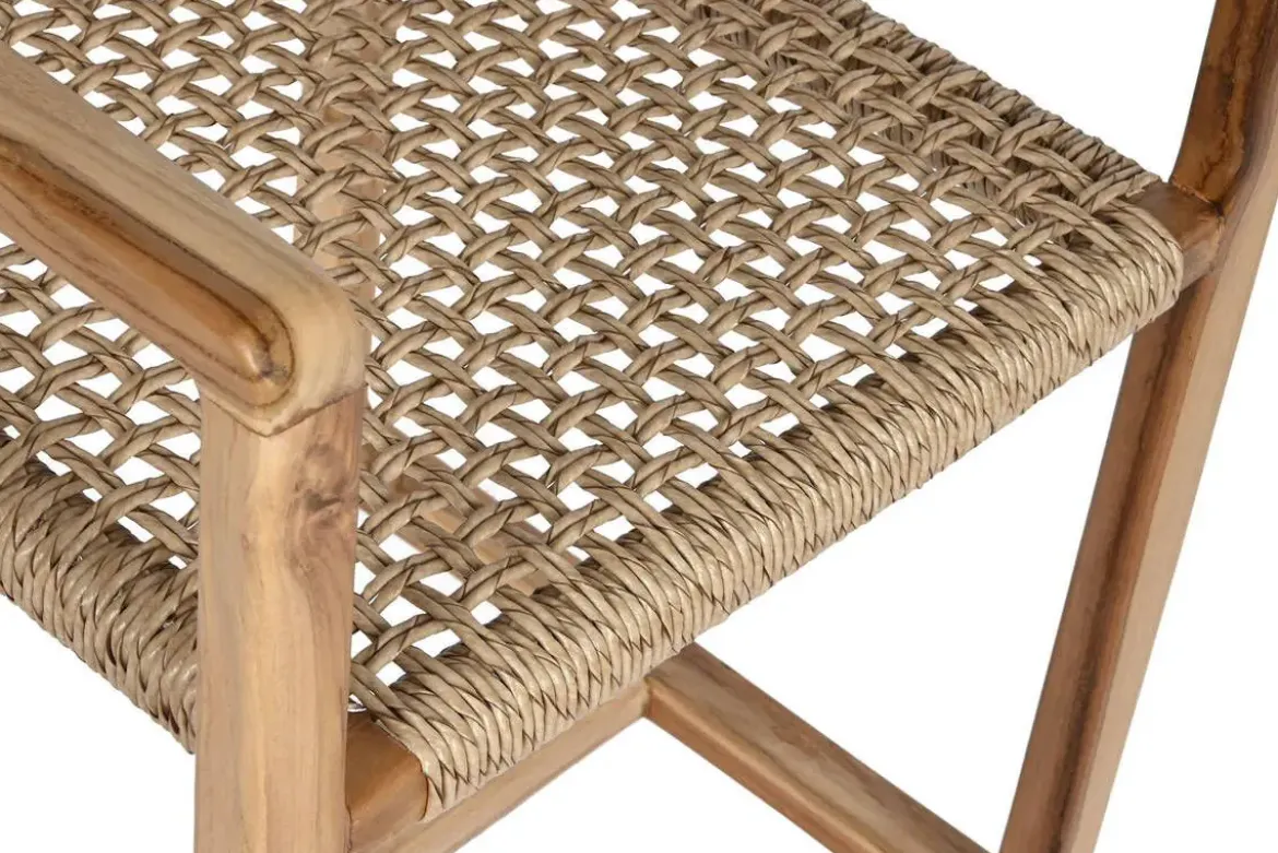 Silla de Madera Teca-Ratan 54x83 cm Natural MB-208002