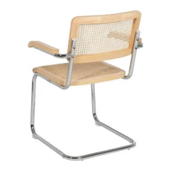 Silla de Madera y Ratán con Patas de Metal y Reposabrazos Natural 614517