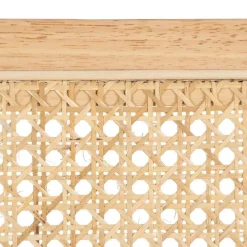 Silla de Madera y Ratán con Patas de Metal y Reposabrazos Natural 614517