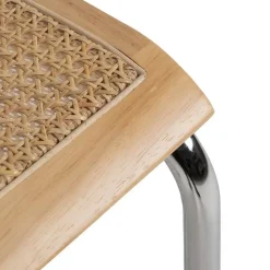Silla de Madera y Ratán con Patas de Metal y Reposabrazos Natural 614517