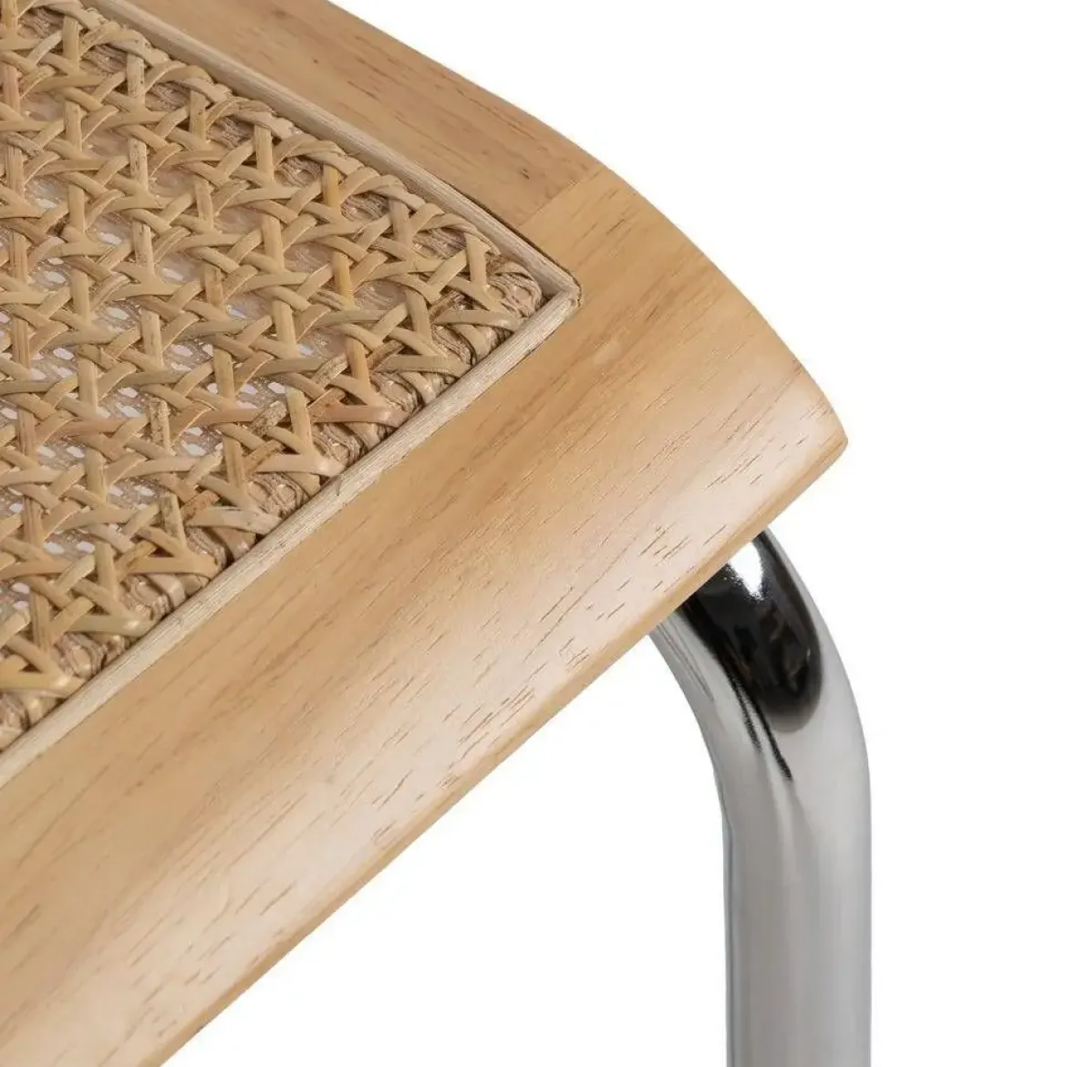 Silla de Madera y Ratán con Patas de Metal y Reposabrazos Natural 614517