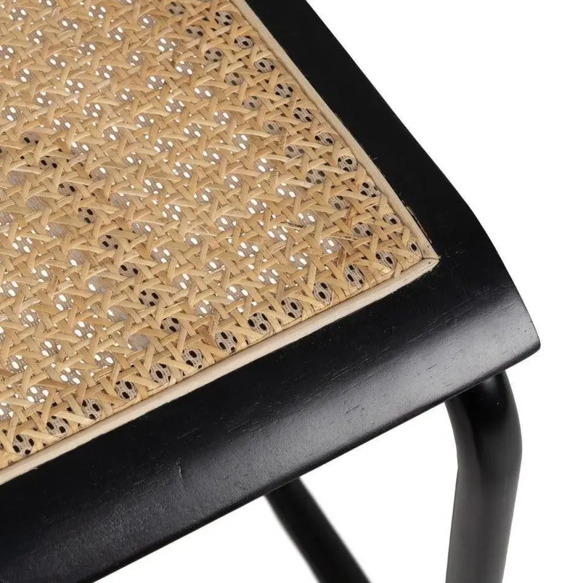 Silla de Madera y Ratán con Patas de Metal y Reposabrazos Color Negro 614518