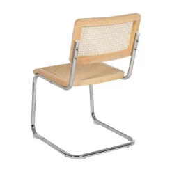 Silla de Madera y Ratán con Patas de Metal Natural 614515