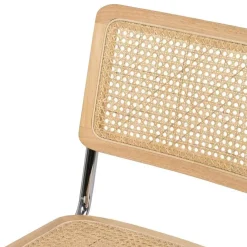 Silla de Madera y Ratán con Patas de Metal Natural 614515
