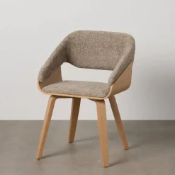 Silla de Madera y Tejido Color Marrón-Beige 614598