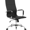 Silla de Oficina Alta en Polipiel Negra con Base Cromada AROA