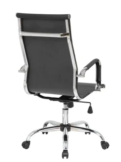 Silla de Oficina Alta en Polipiel Negra con Base Cromada AROA
