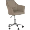 Silla de Oficina Beige con Asiento y Respaldo en PU y Ruedas Metálicas MB-222428