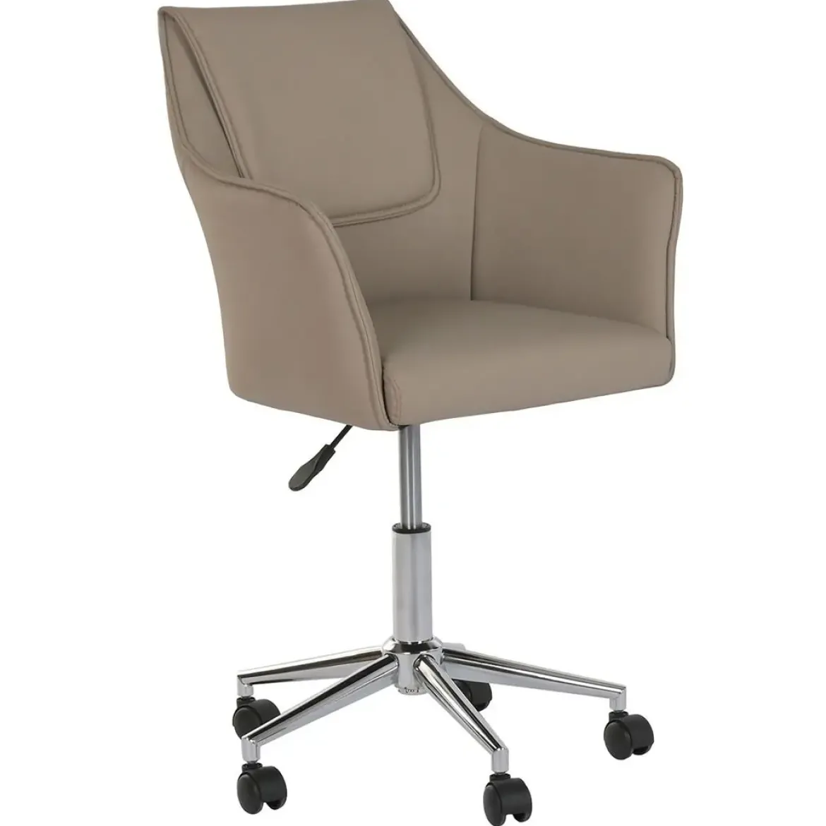 Silla de Oficina Beige con Asiento y Respaldo en PU y Ruedas Metálicas MB-222428